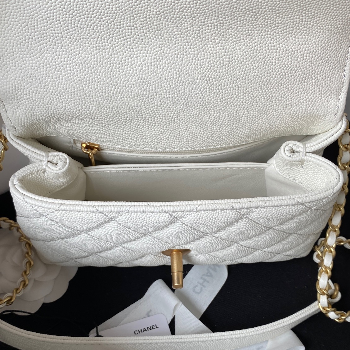 Coco Handle Mini Grained Calfskin Handbag With Top Handle AS2215 White